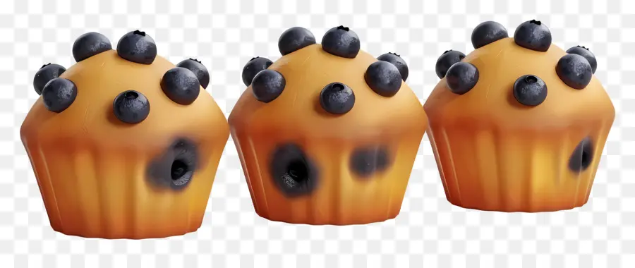 Muffins De Mirtilo，Três PNG