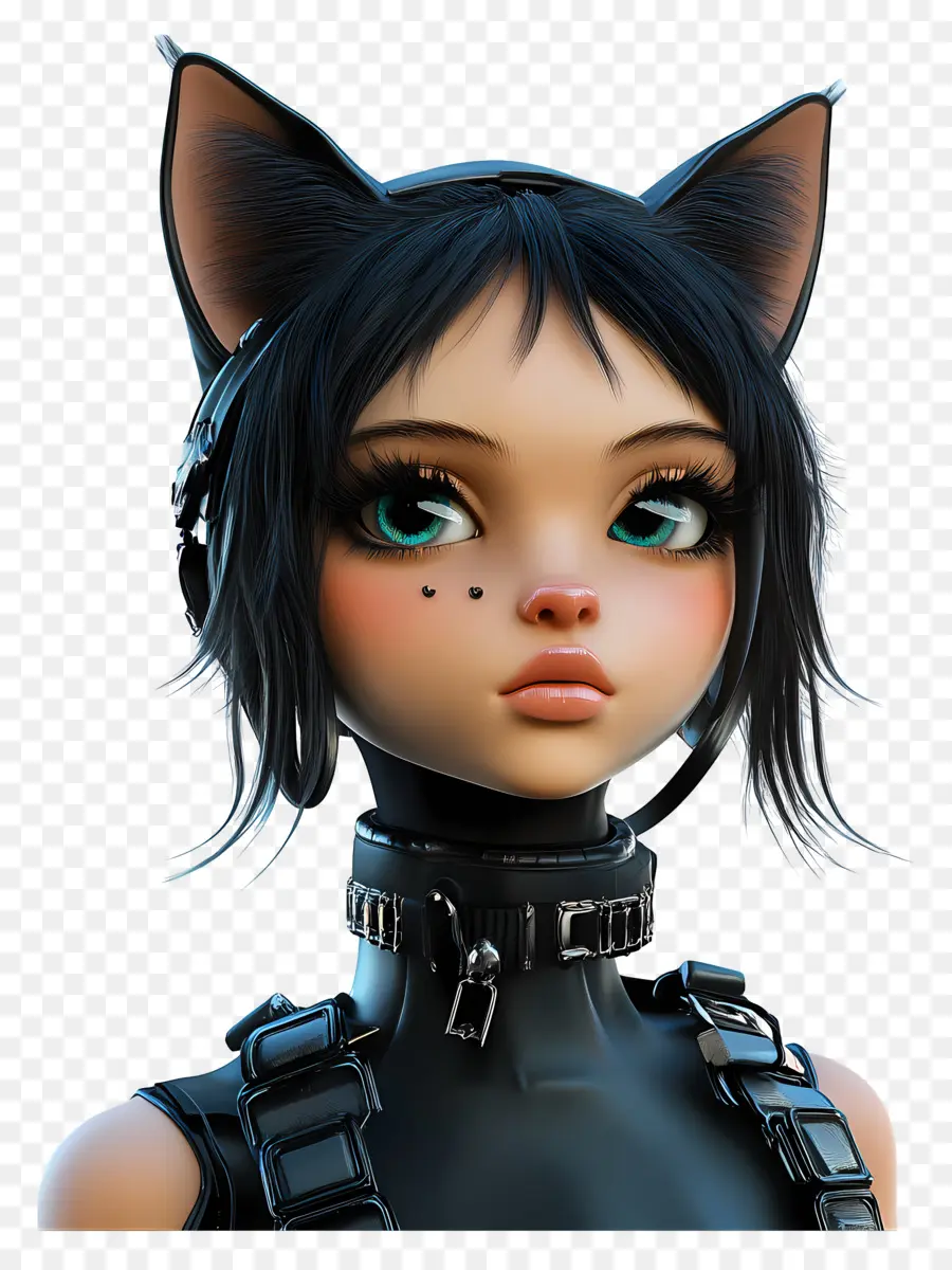 Garota Gato，Menina Com Orelhas De Gato PNG