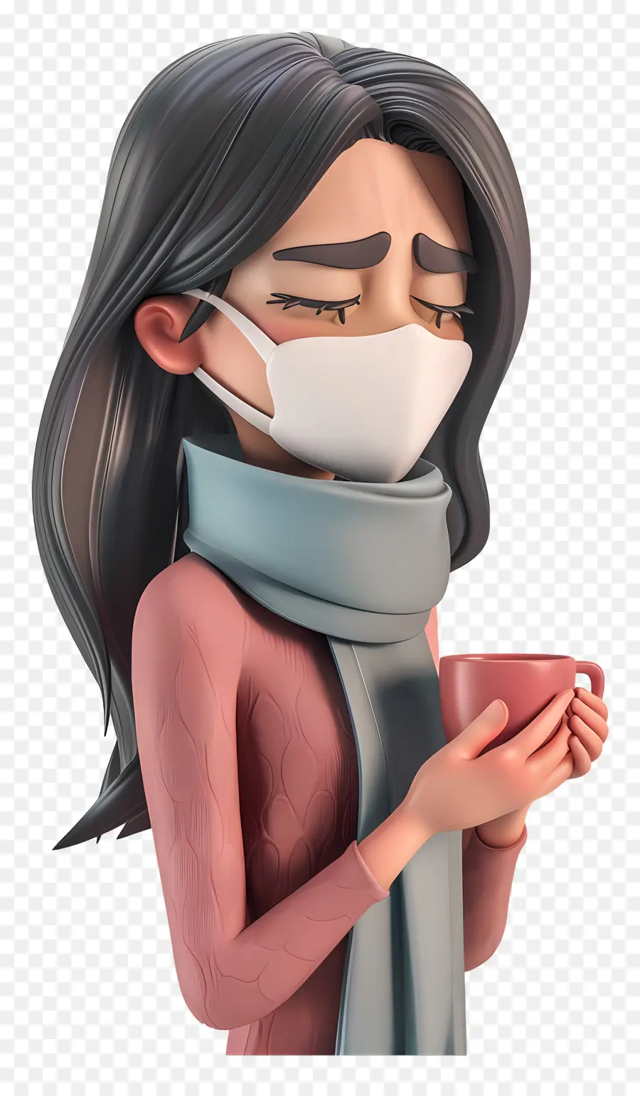 Mulher Doente Com Gripe，Mulher Mascarada PNG