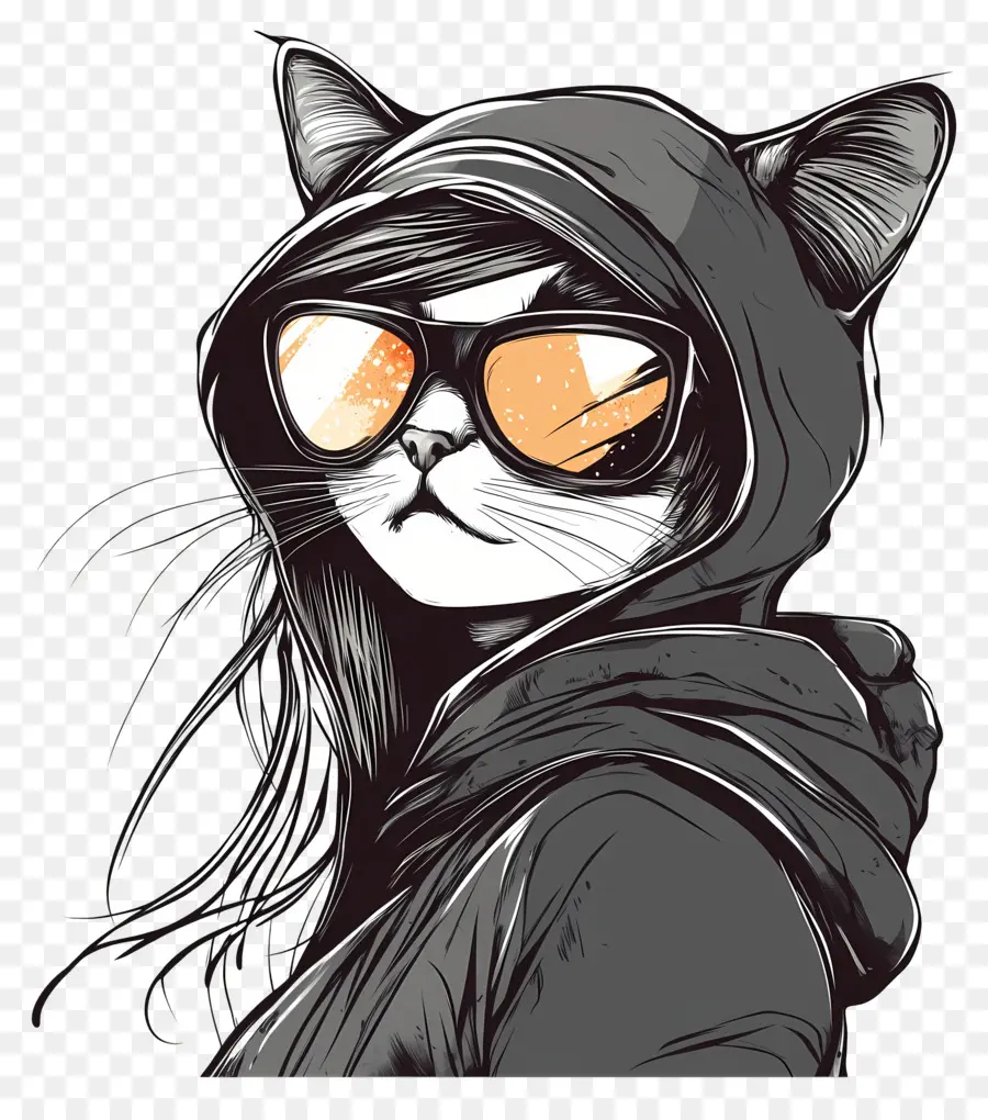 Garota Gato，Gato Com Capuz PNG