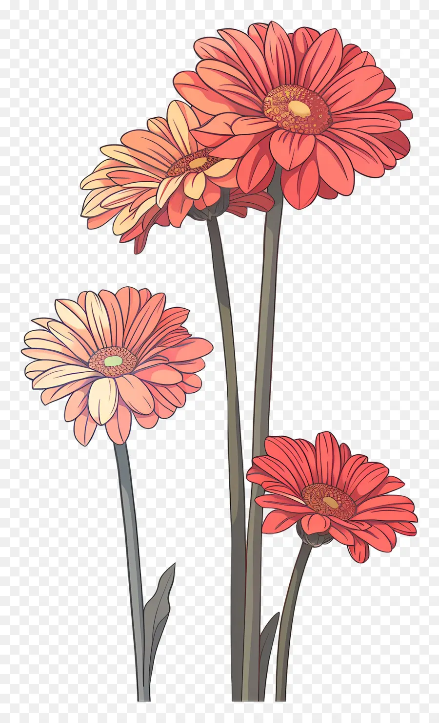 Flores Gérberas，Flores Vermelhas PNG