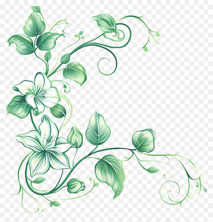 Flor Verde，Desenho Floral Verde PNG