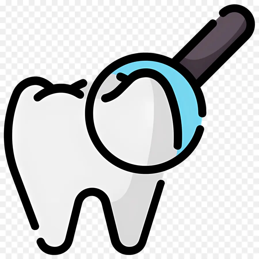 Verificação Dentária，Dente Com Lupa PNG