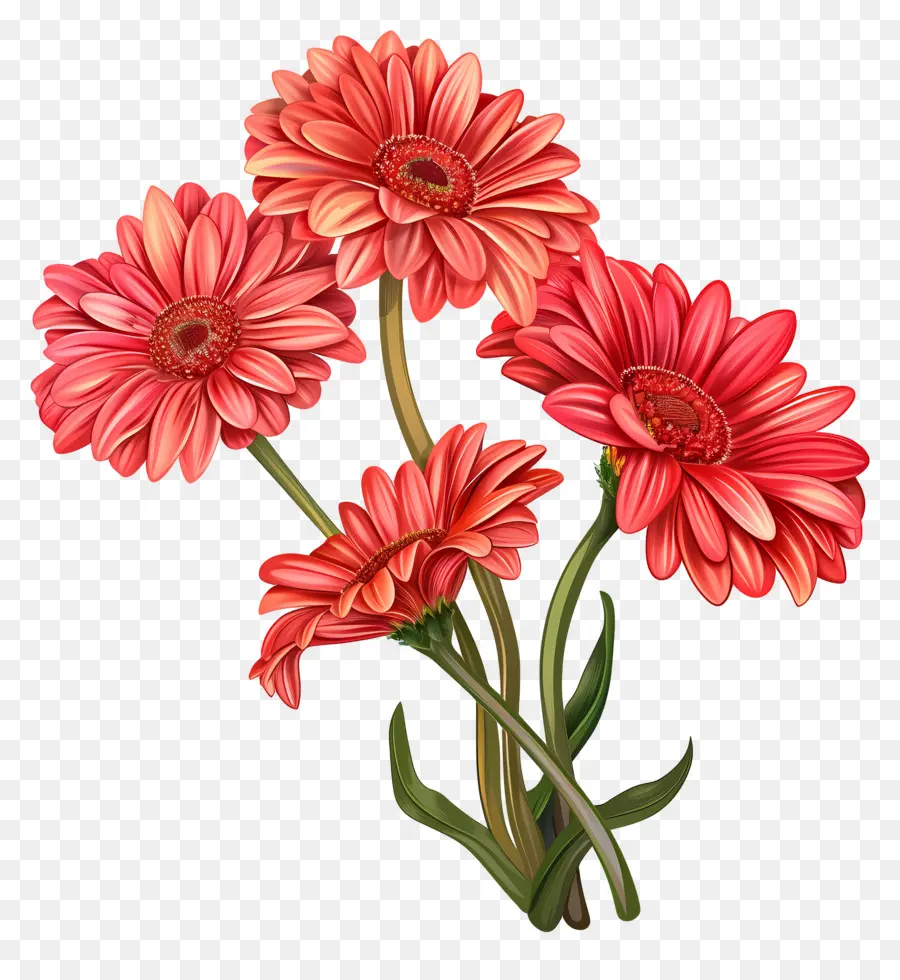 Flores Gérberas，Flores Vermelhas PNG