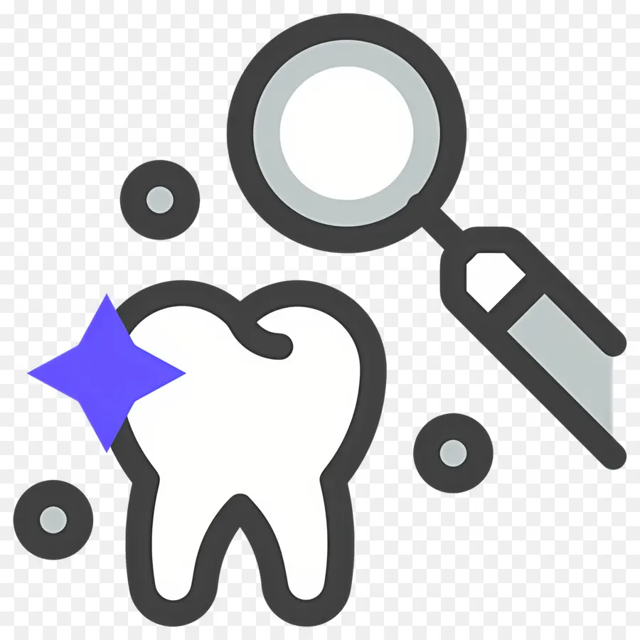 Verificação Dentária，Dente E Lupa PNG