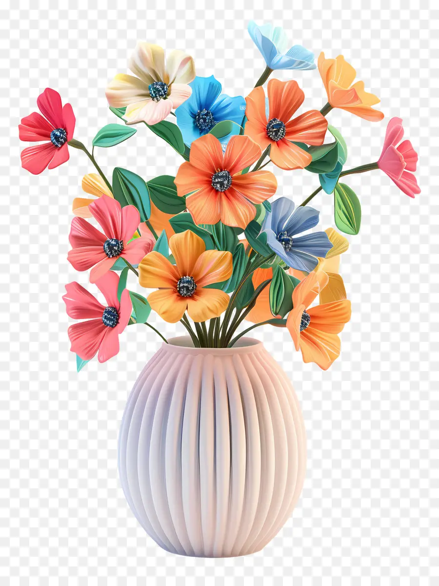 Flores Em Vaso，Buquê De Flores Coloridas PNG