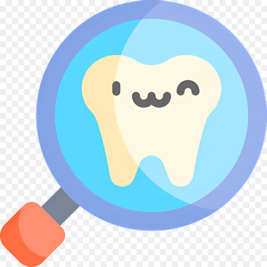 Verificação Dentária，Dente Fofo Com Lupa PNG