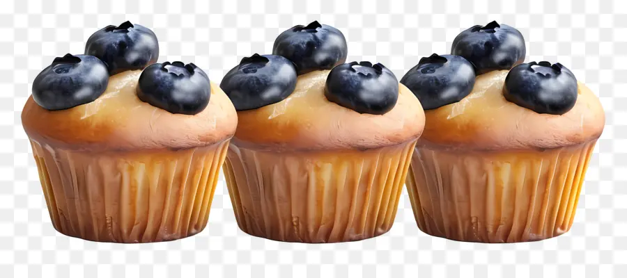 Muffins De Mirtilo，Três PNG