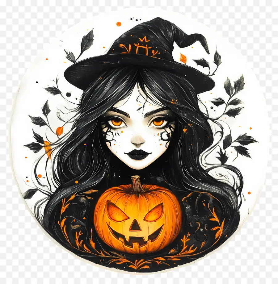 Samhain，Bruxa Com Abóbora PNG