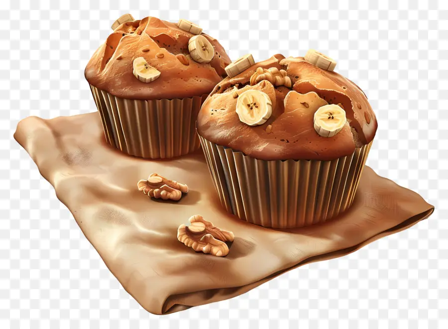 Muffins De Banana Noz，Muffins PNG