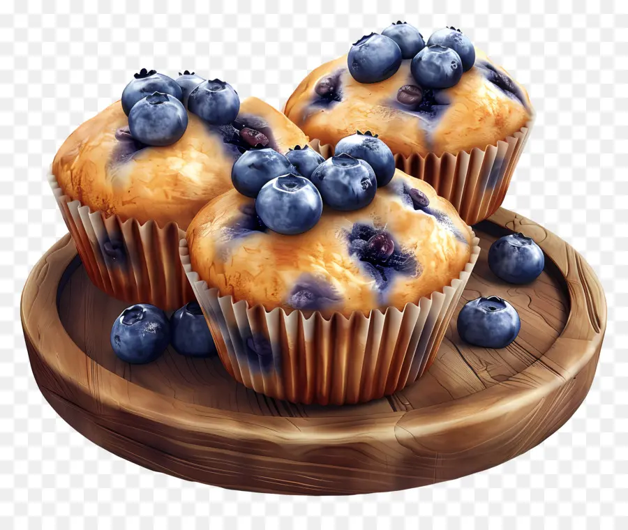 Muffins De Mirtilo，Cozido PNG