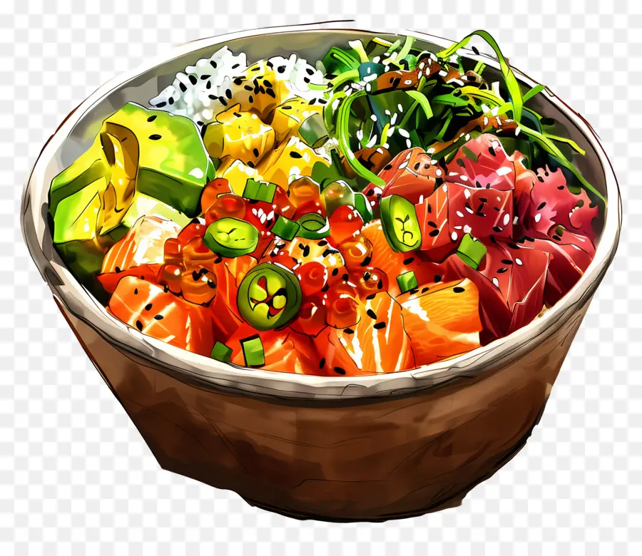 Poké Tigela，Poke Bowl Colorido PNG