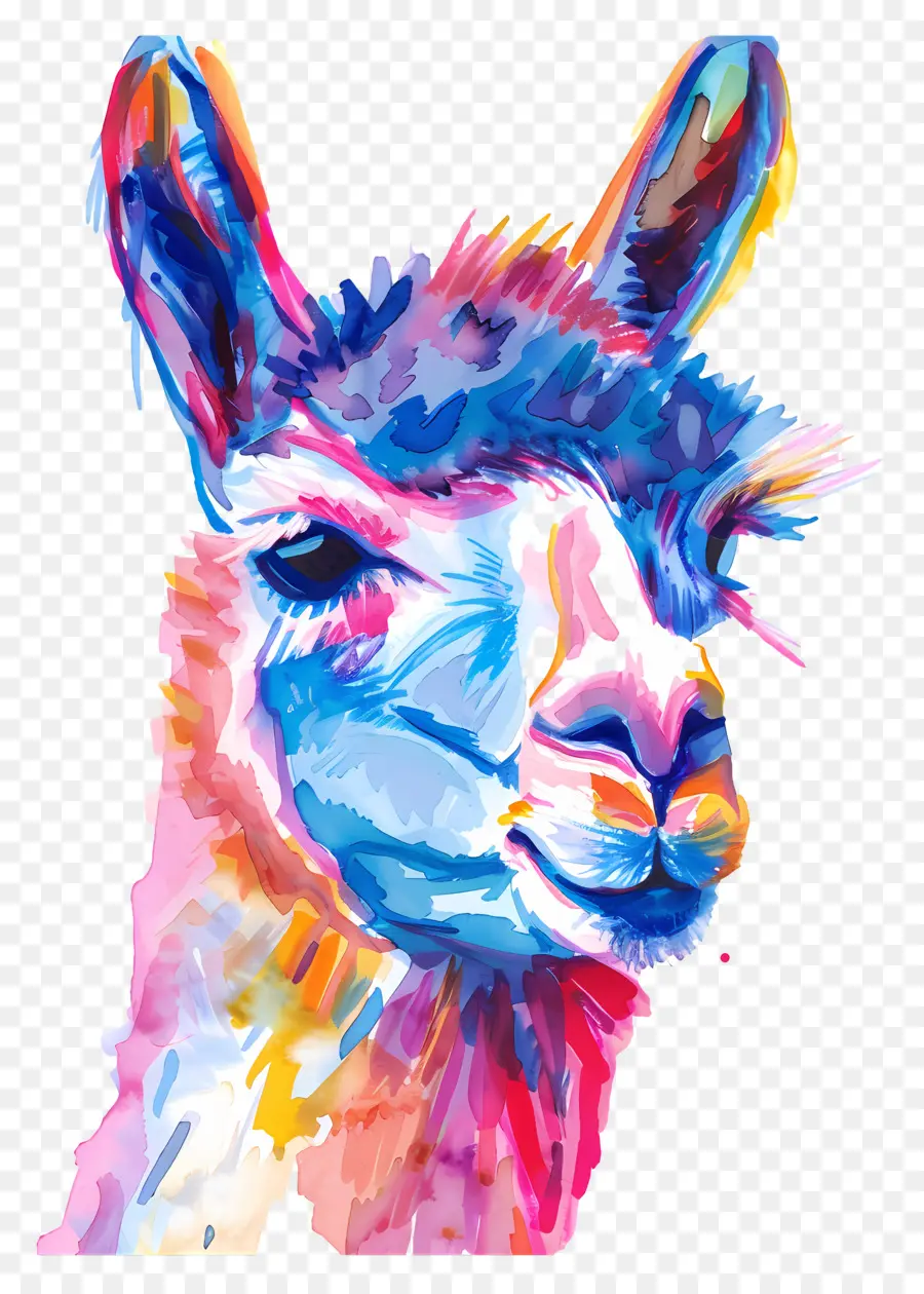 Cara De Alpaca，Lhama Colorida PNG