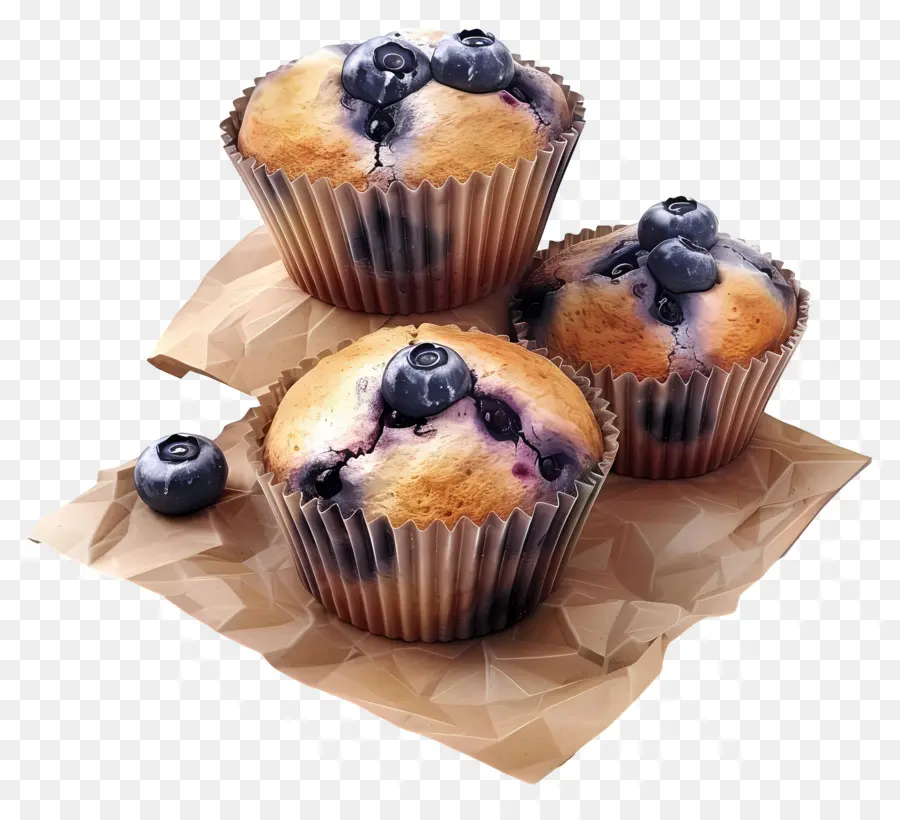 Muffins De Mirtilo，Cozido PNG