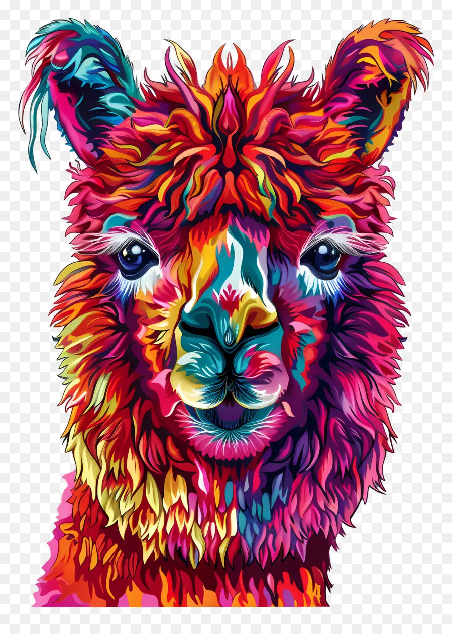 Cara De Alpaca，Lhama Colorida PNG