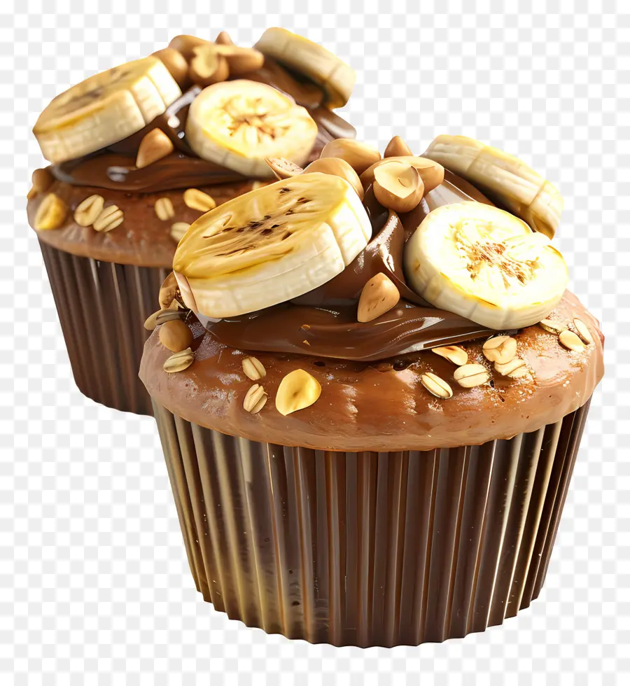 Muffins De Banana Noz，Cupcakes De Chocolate De Banana PNG