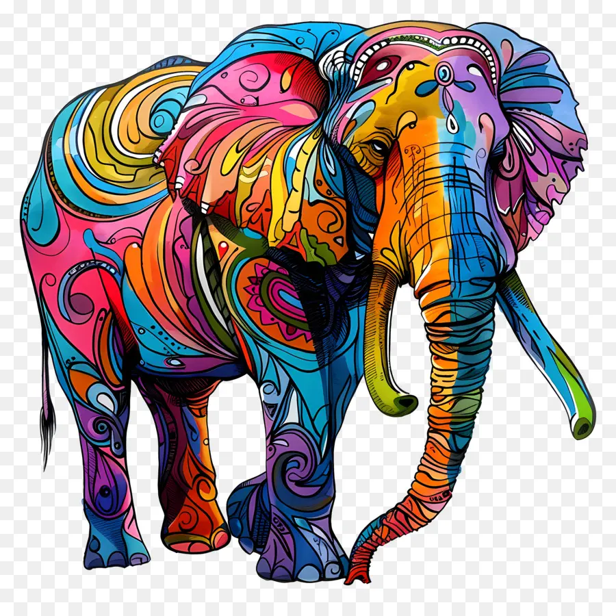 Elefante Indiano，Elefante Colorido PNG