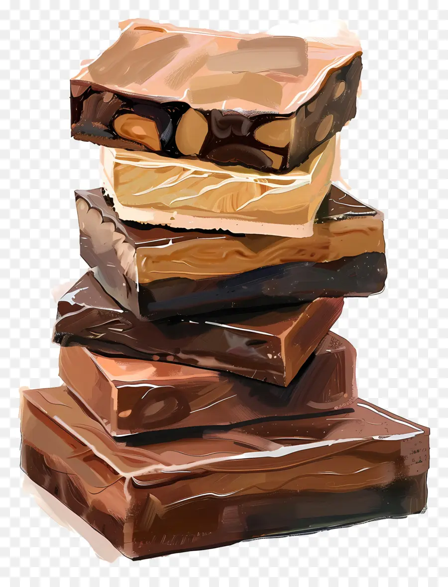 Pilha De Fudge，Barras De Chocolate PNG