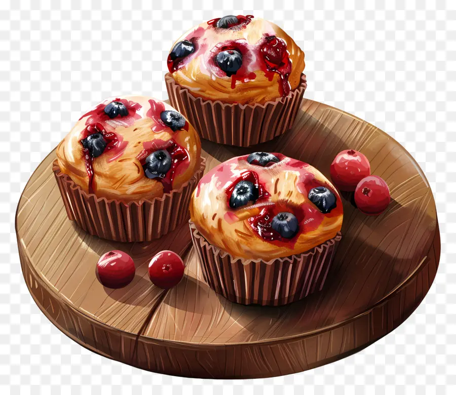 Muffins De Cranberry，Bolinhos PNG