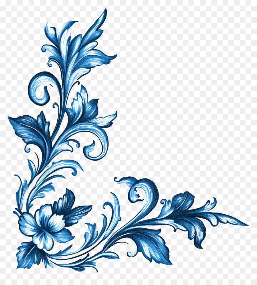 Azul，Desenho Floral Azul PNG