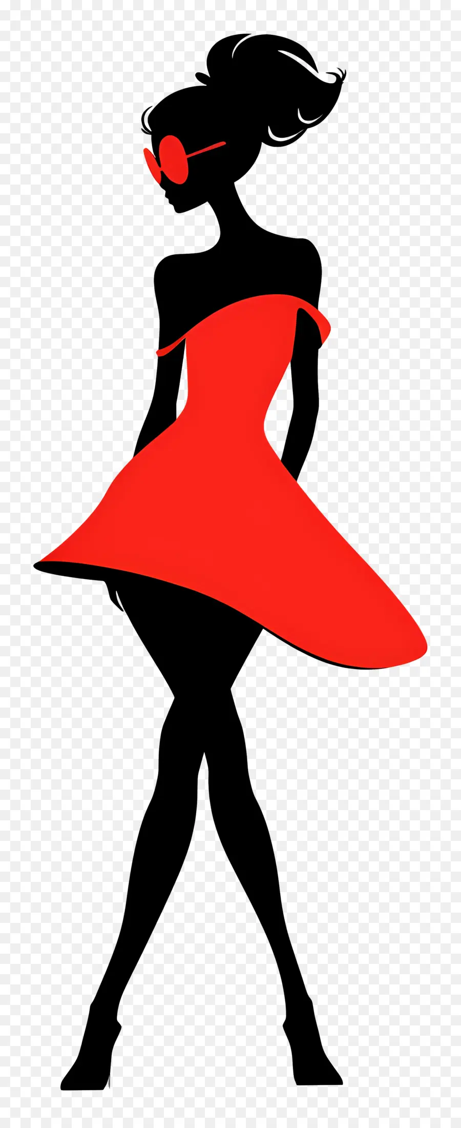 Silhueta De Modelo De Moda，Vestido Vermelho PNG