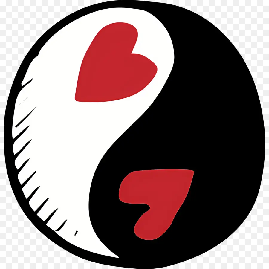 Yin Yang，Yin Yang Com Corações PNG