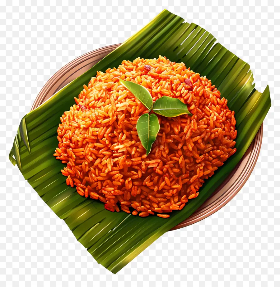 Arroz Jollof，Arroz Vermelho Em Folha De Bananeira PNG