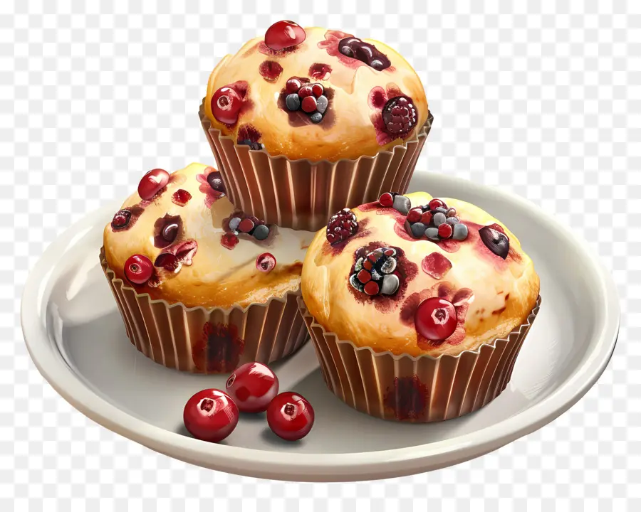 Muffins De Cranberry，Bolinhos PNG