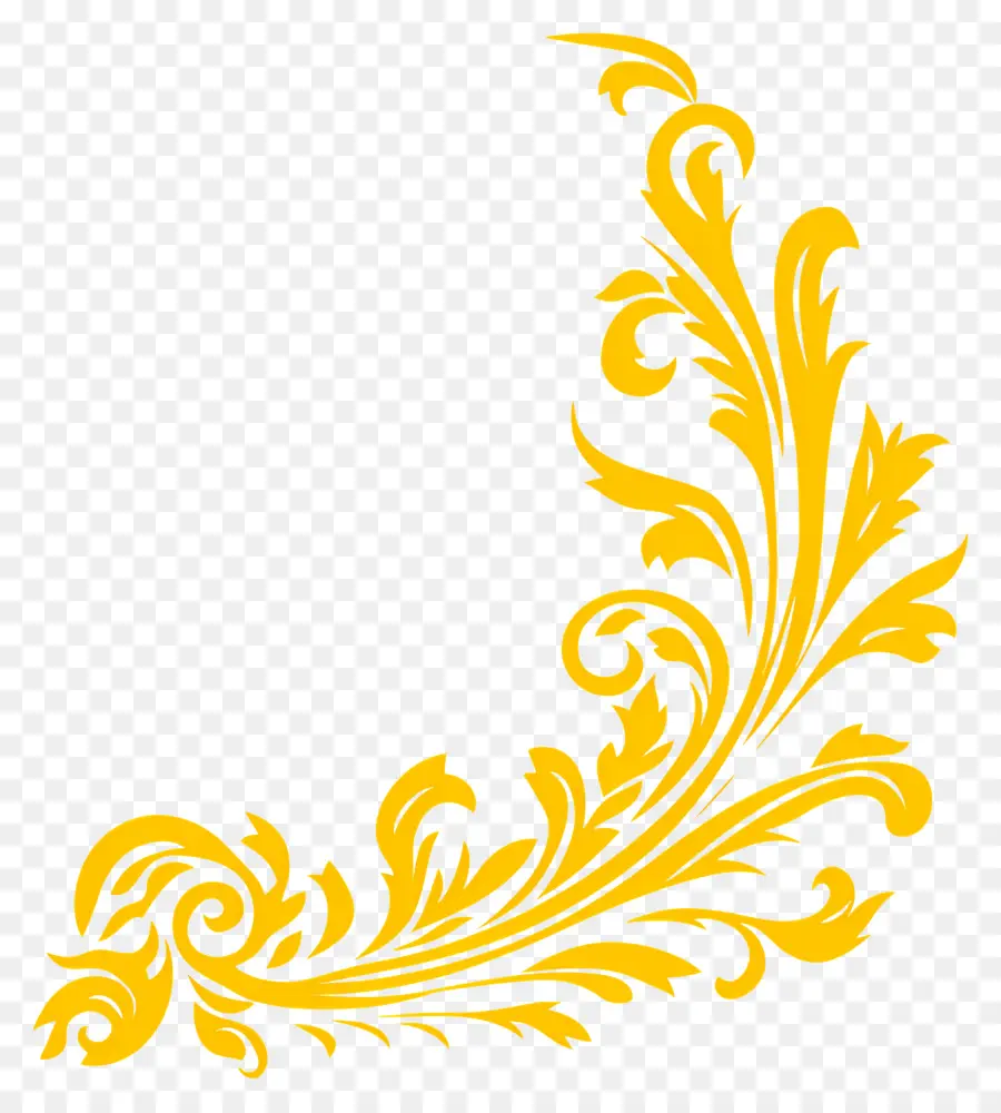 Canto，Canto Floral Dourado PNG