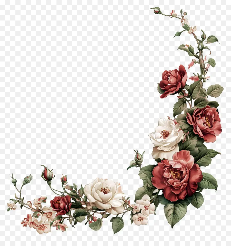 Canto Floral，Rosas Cor De Rosa PNG