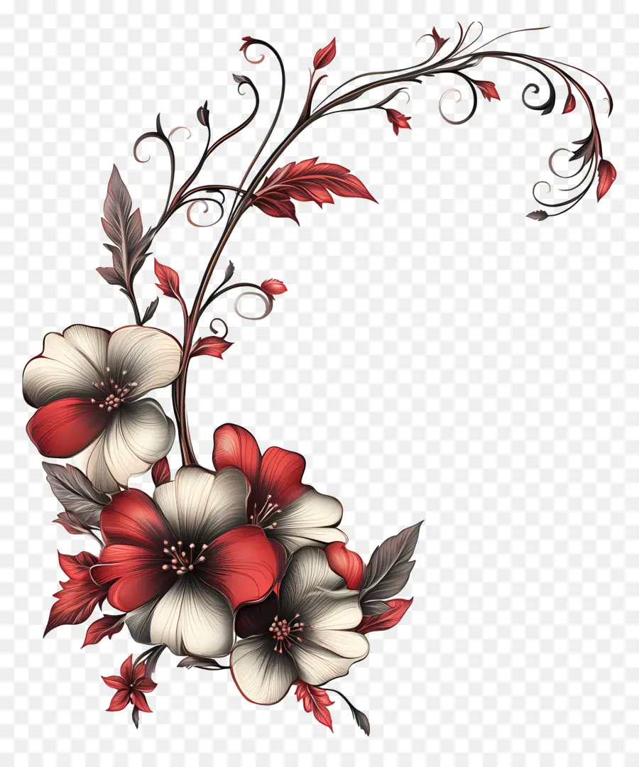 Canto Floral，Coração Com Flores PNG