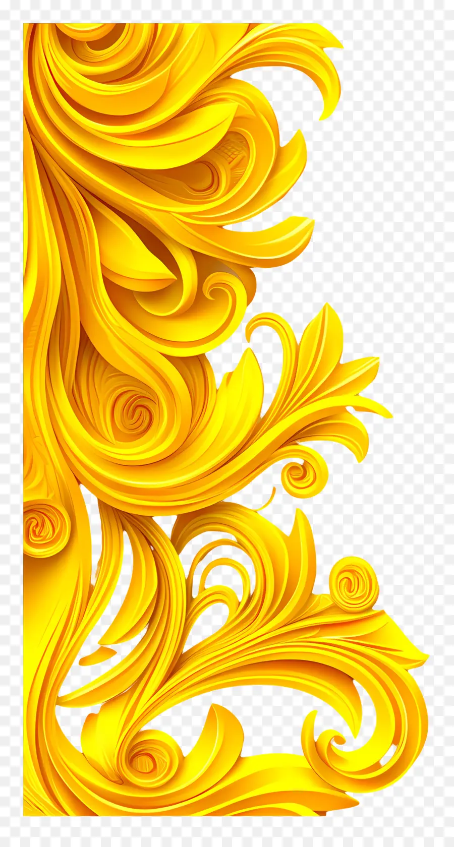 Canto，Design Floral Dourado PNG