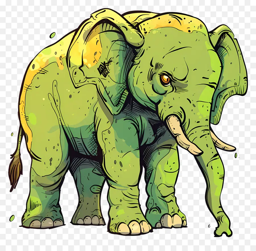 Elefante Indiano，Elefante Verde PNG