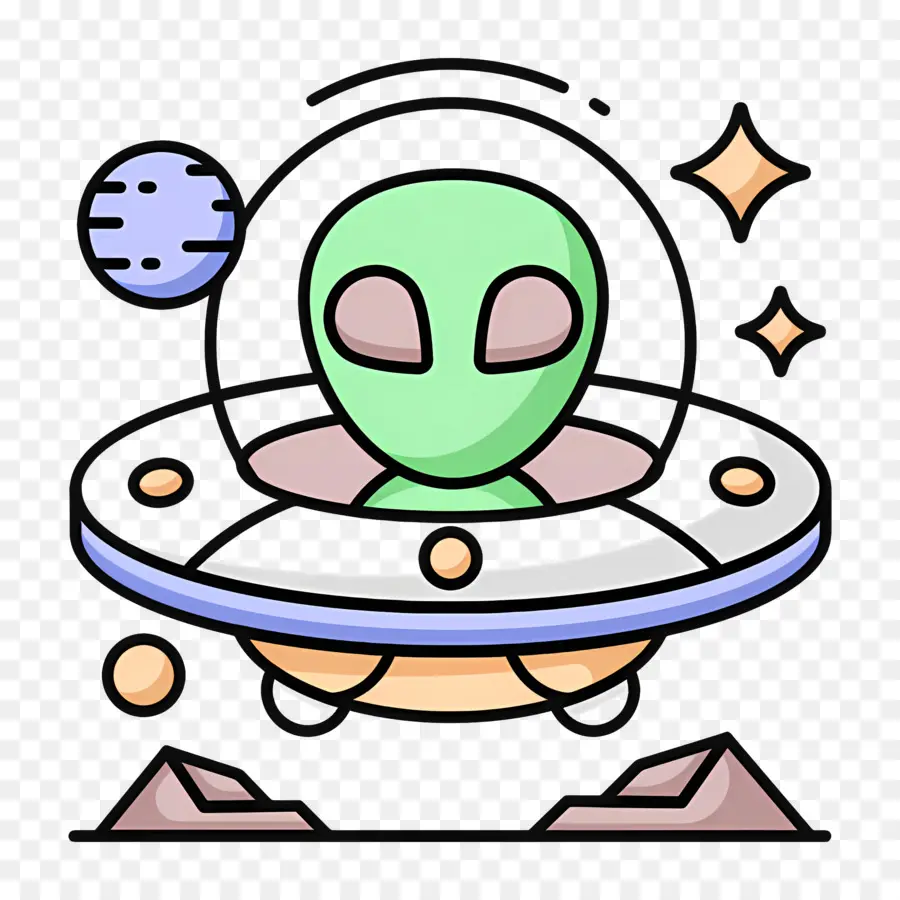 Ovni，Alienígena Verde Na Nave Espacial PNG