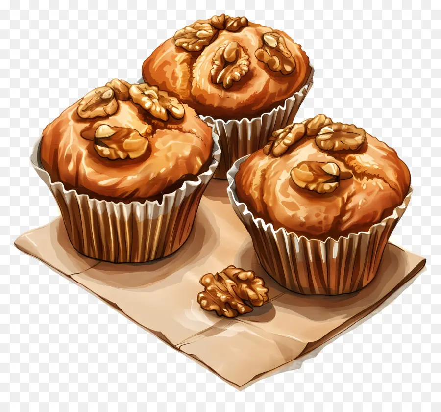 Muffins De Banana Noz，Muffins PNG