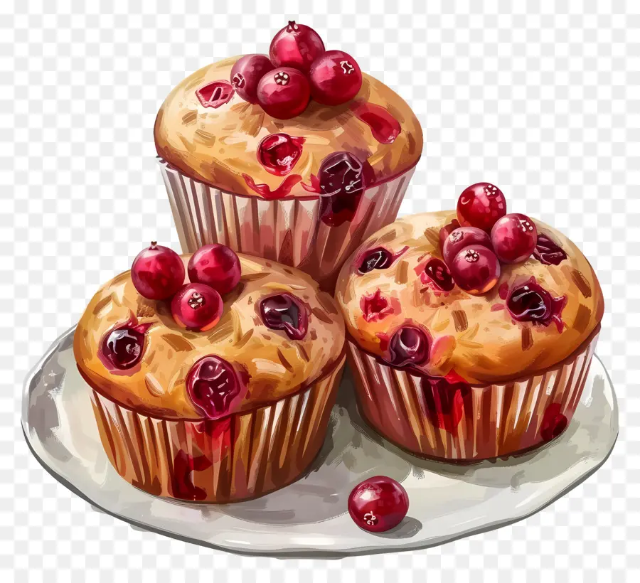 Muffins De Cranberry，Bolinhos PNG