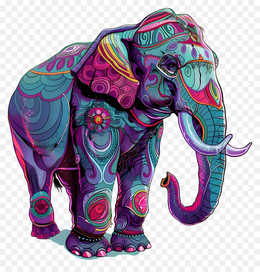 Elefante Indiano，Elefante Colorido PNG