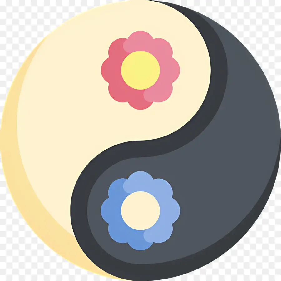 Yin Yang，Yin Yang Com Flores PNG