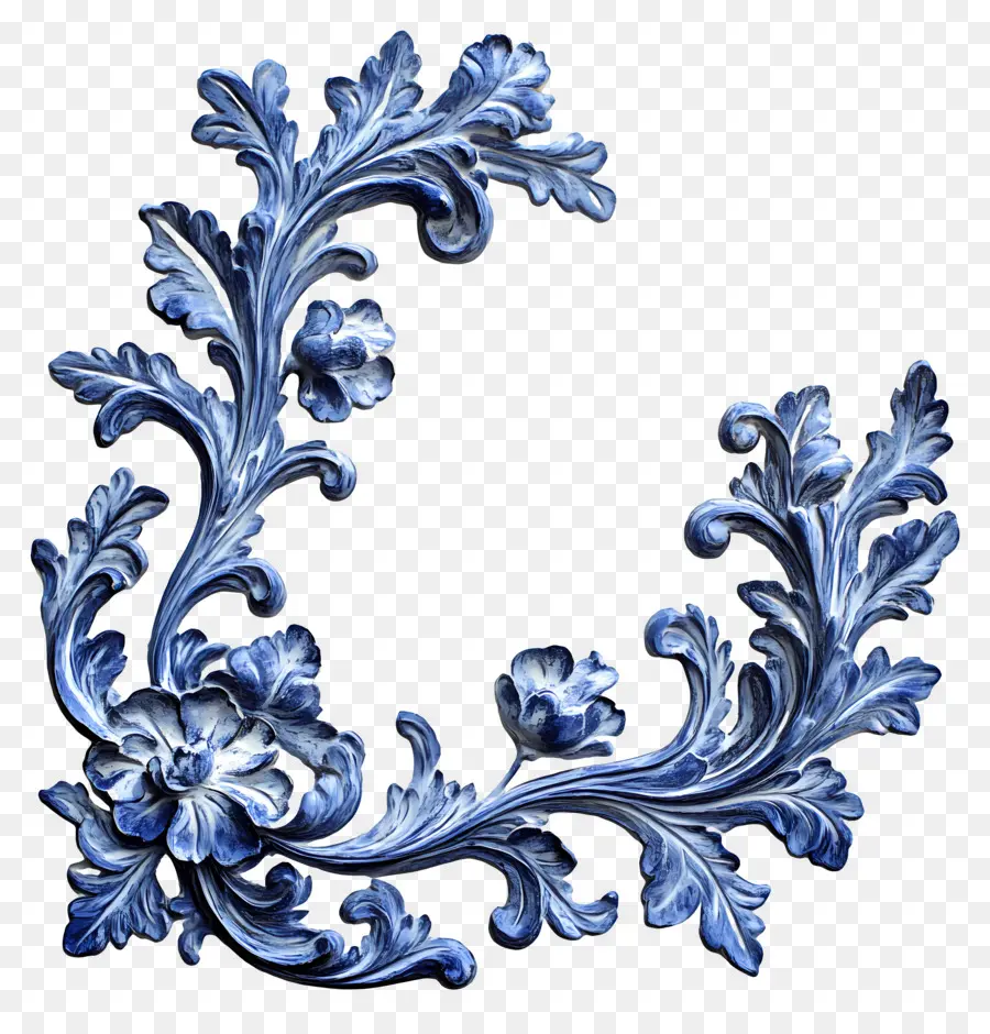 Canto，Ornamento Floral Azul PNG