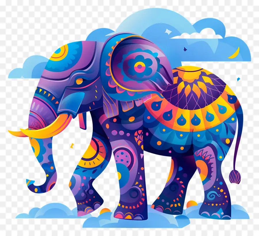 Elefante Indiano，Elefante Colorido PNG