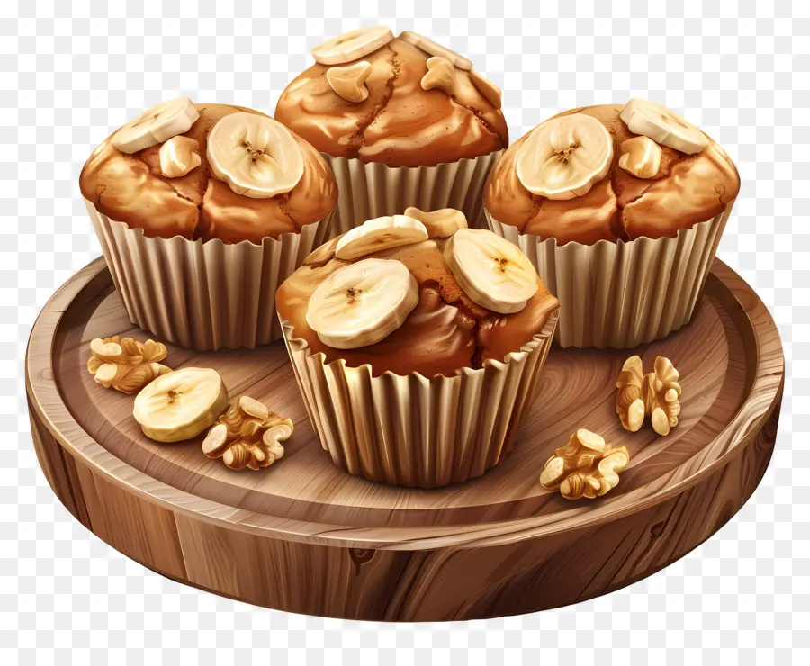 Muffins De Banana Noz，Muffins De Banana PNG