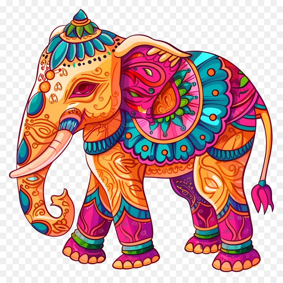 Elefante Indiano，Elefante Colorido PNG