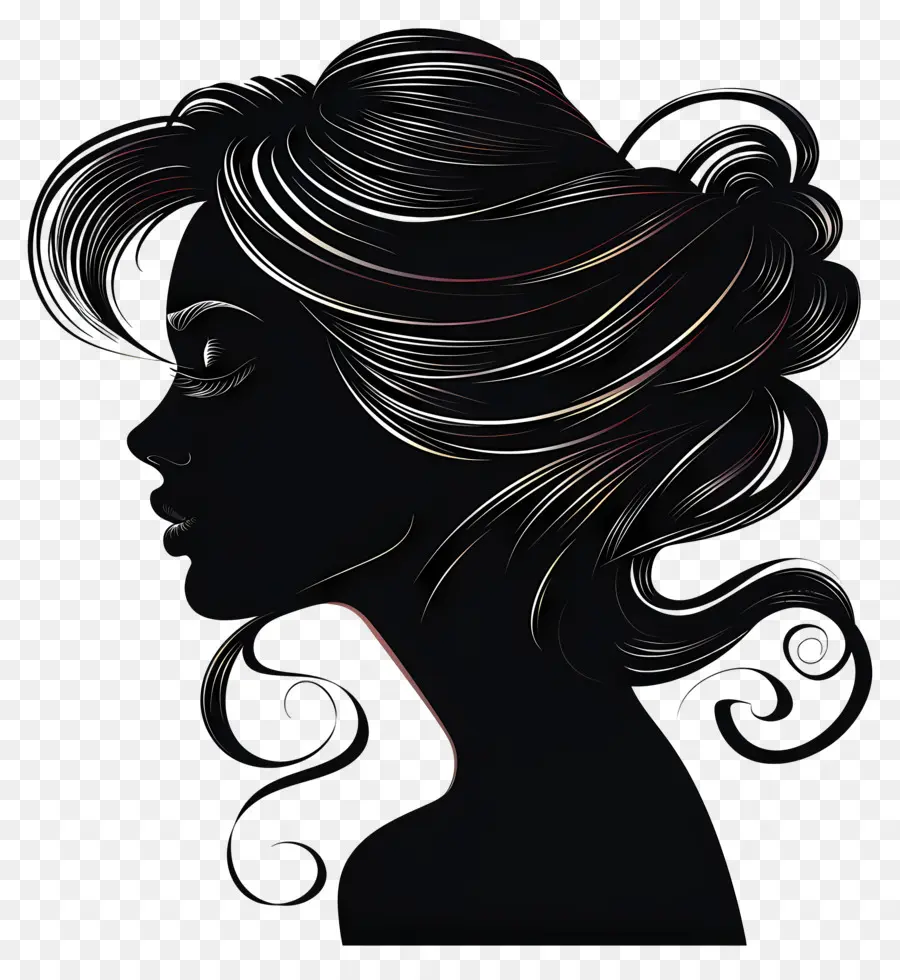 Silhueta De Mulher Elegante，Silhueta De Mulher Com Cabelo Comprido PNG