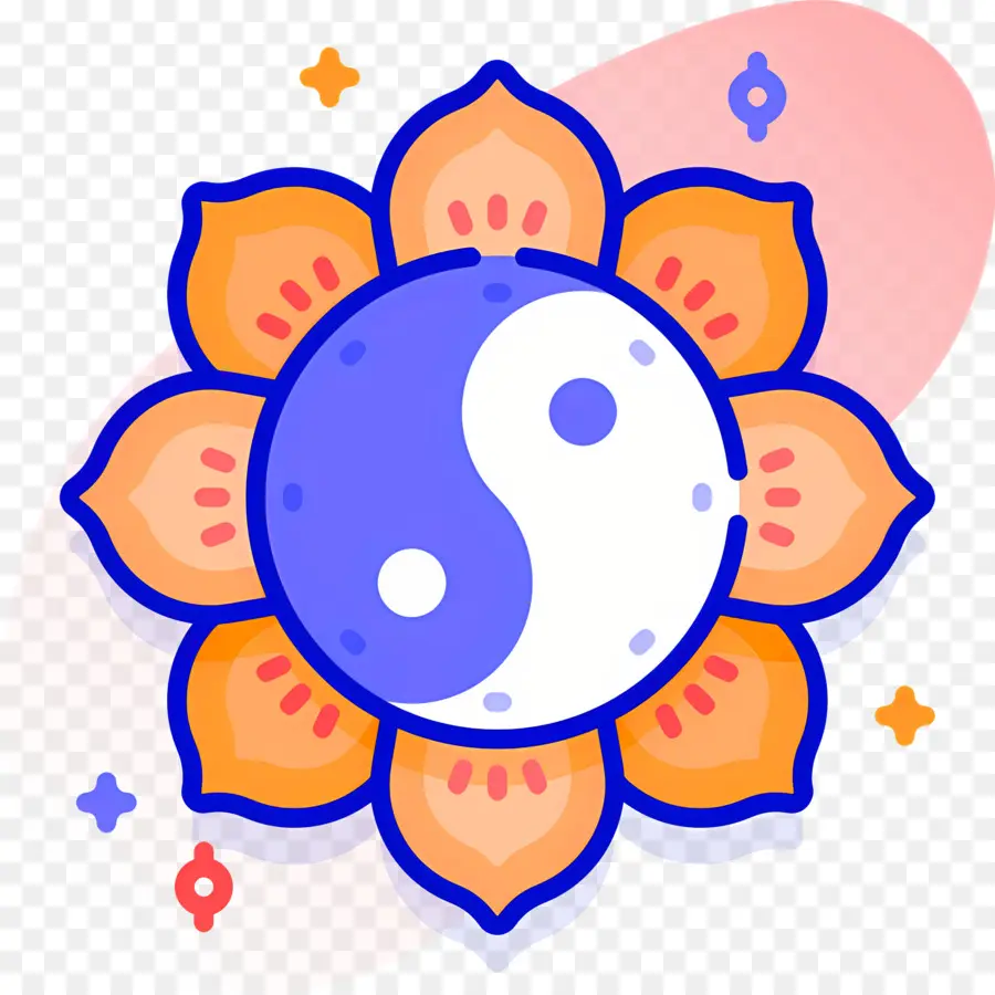 Yin Yang，Yin Yang Com Lótus PNG