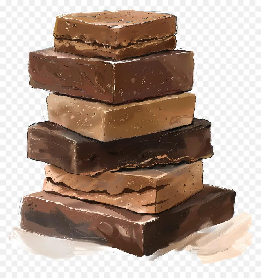 Pilha De Fudge，Barras De Chocolate PNG