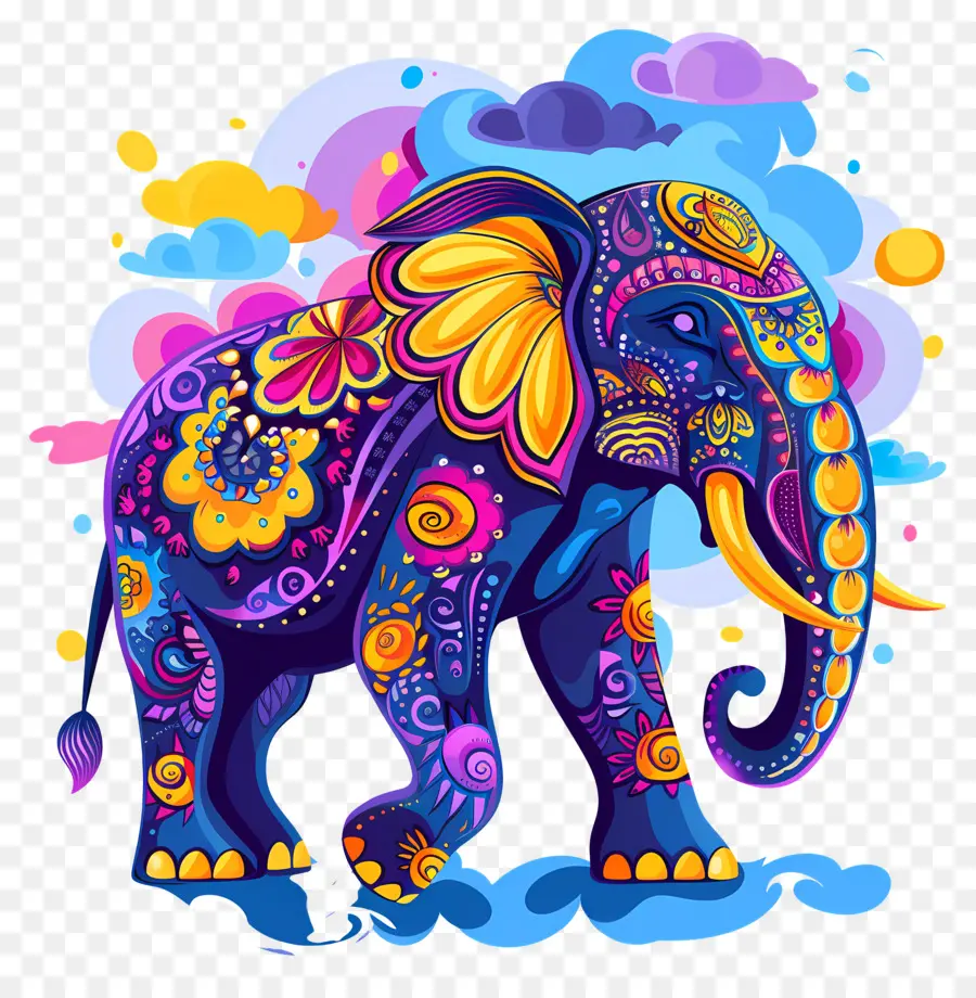 Elefante Indiano，Elefante Colorido PNG