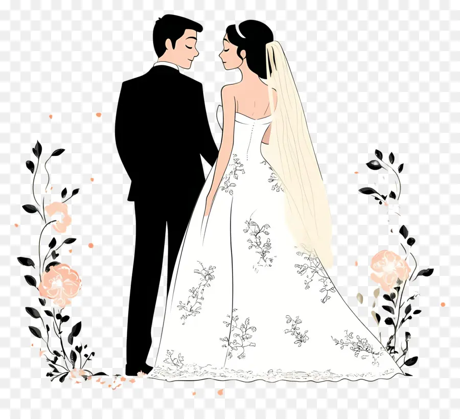 Cartão De Casamento，Casal De Noivos PNG