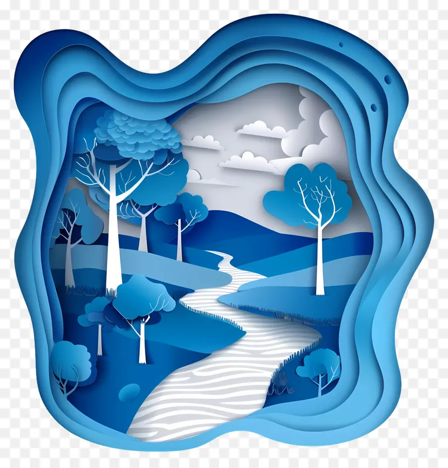 Paisagem De Chuva，Paisagem Azul PNG