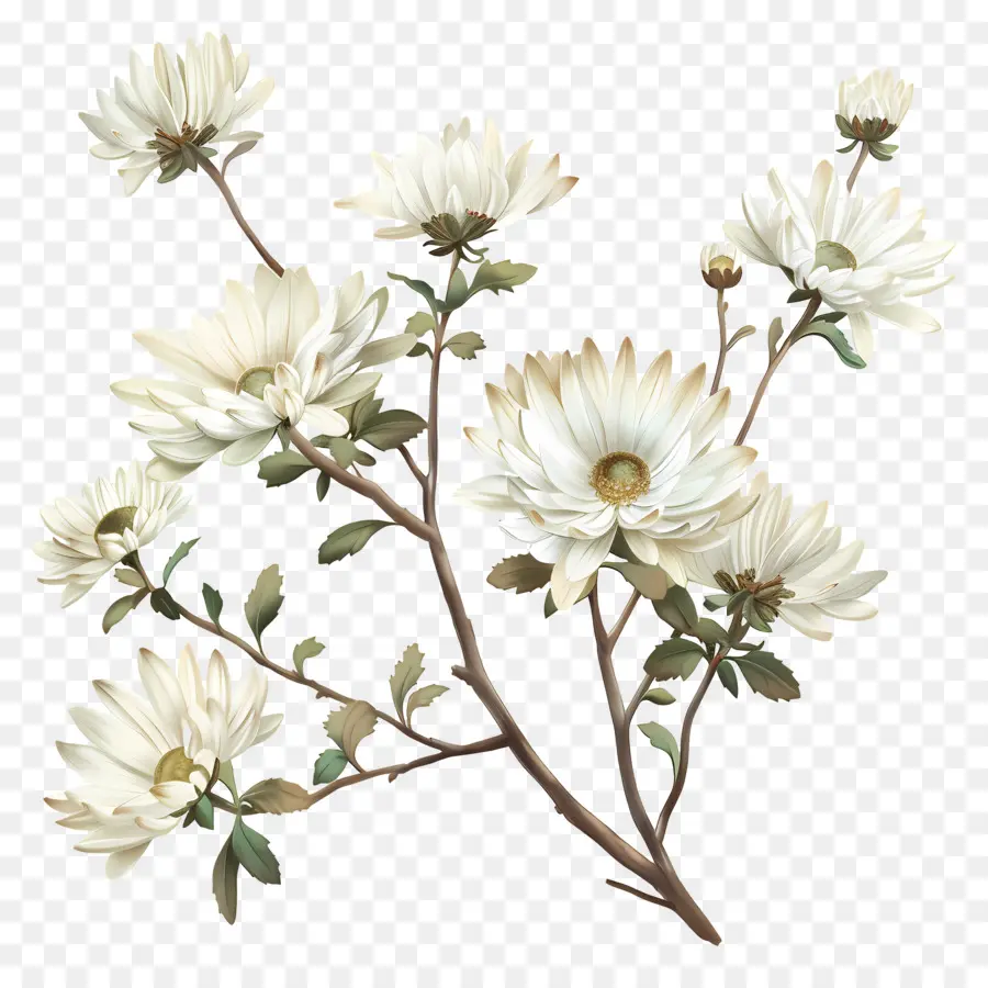 Flores De Crisântemo Branco，Flores Brancas PNG