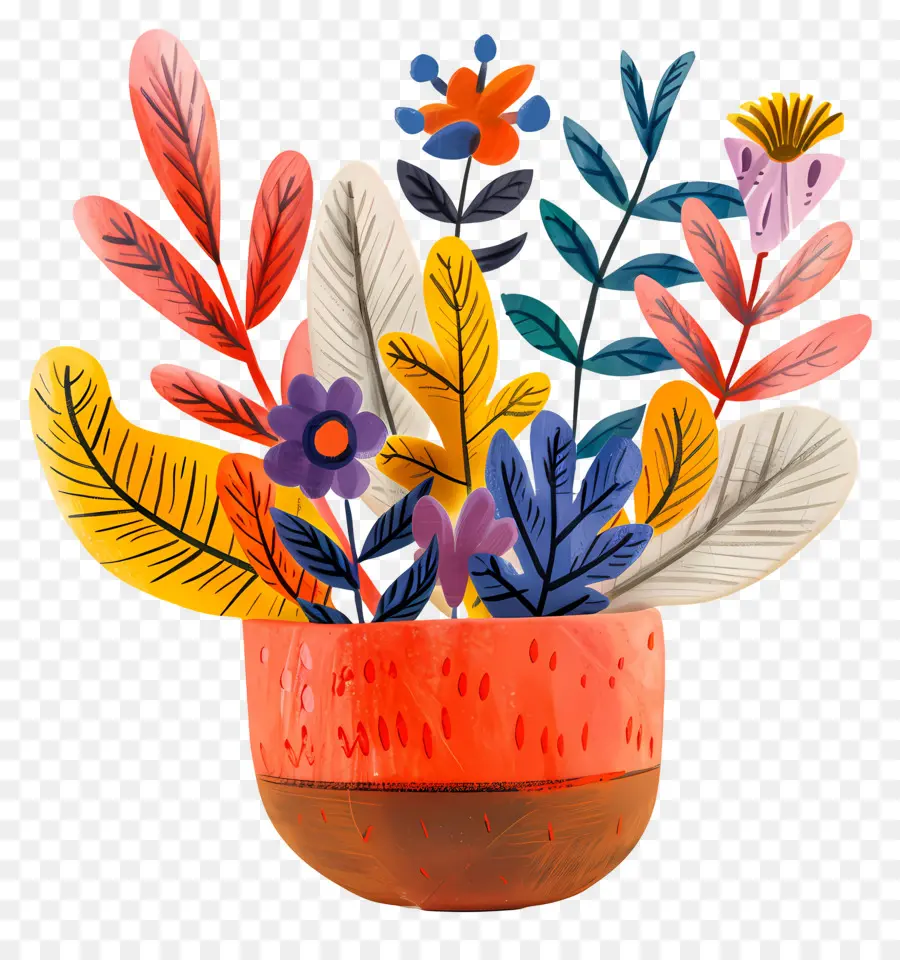 Vaso De Plantas，Flores Coloridas PNG